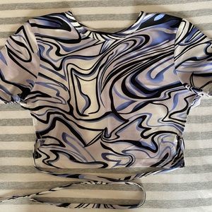 Tye-dye backless crop top w/ waistband